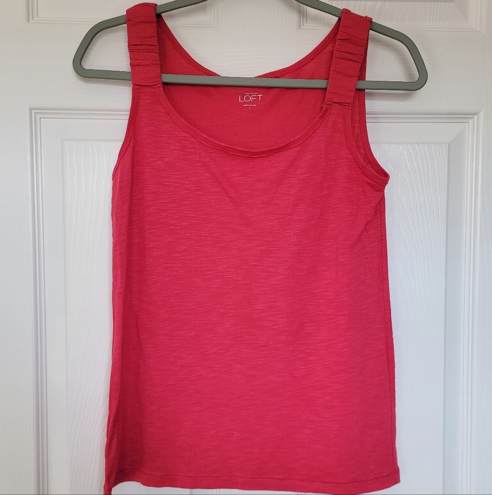 Ann Taylor LOFT Ruffle Sleeve Slub Tank Top Size Small